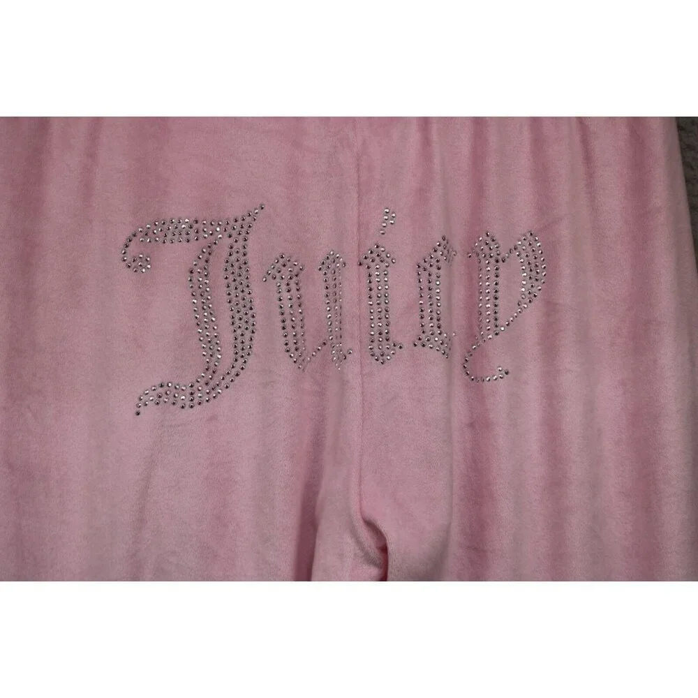 Juicy Couture Pink Velour Pull On Pants-Drawsting-Size Medium